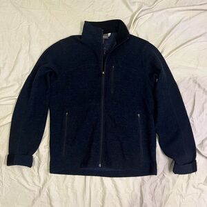 Ibex Men's Medium Merino Wool Dark Blue Zip-Up Sweater